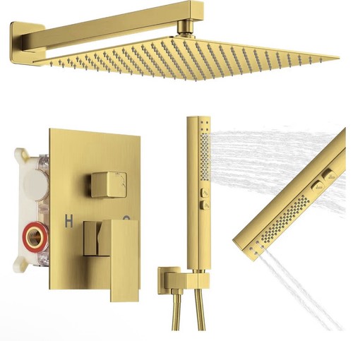 Brushed gold shower faucet set - brushed,